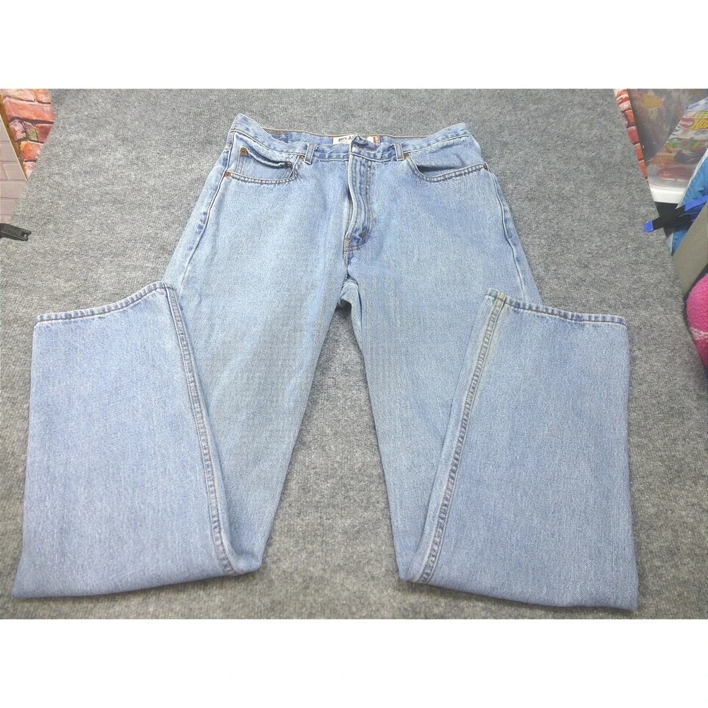 90's Levis 550 Relaxed Fit Jeans Mens 34x34 Light Wash Blue Denim